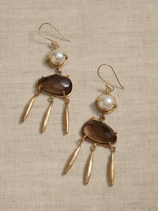 Alina Double Dangle Earrings Smokey Quartz | Aureus + Argent sold by Banana Republic product image thumbnail 3