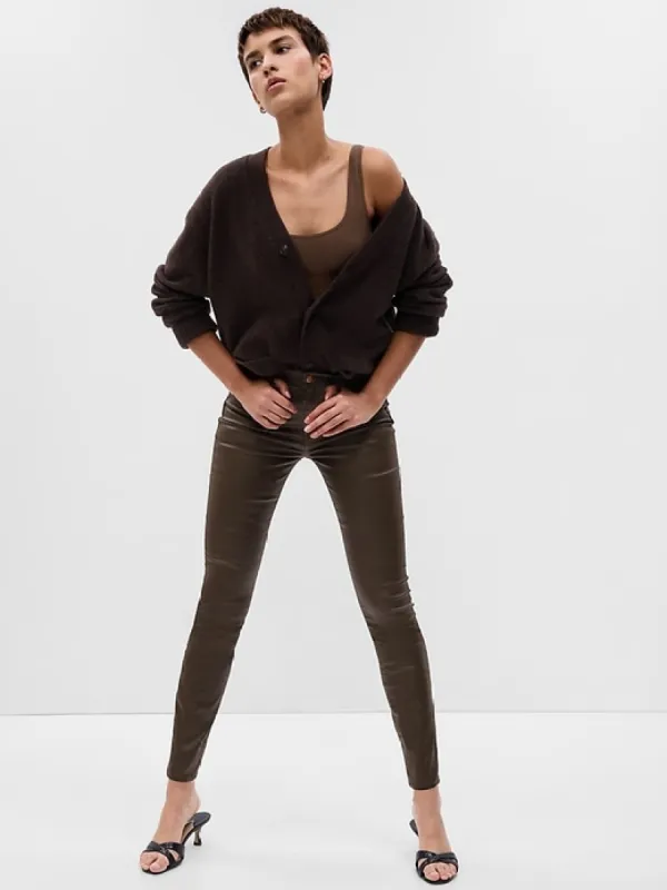Mid Rise Coated Denim True Skinny Jeans sold by GAP