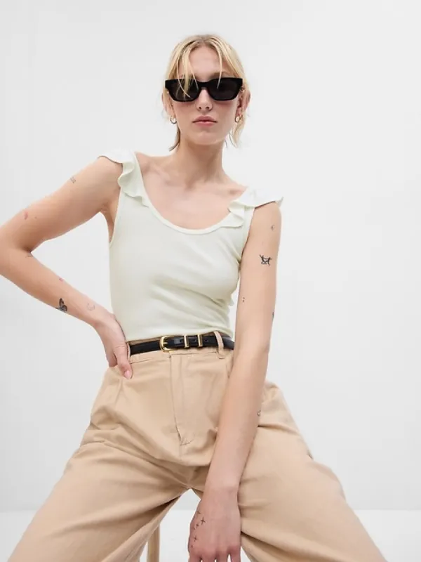 Mini Rib Flutter Tank Top sold by GAP