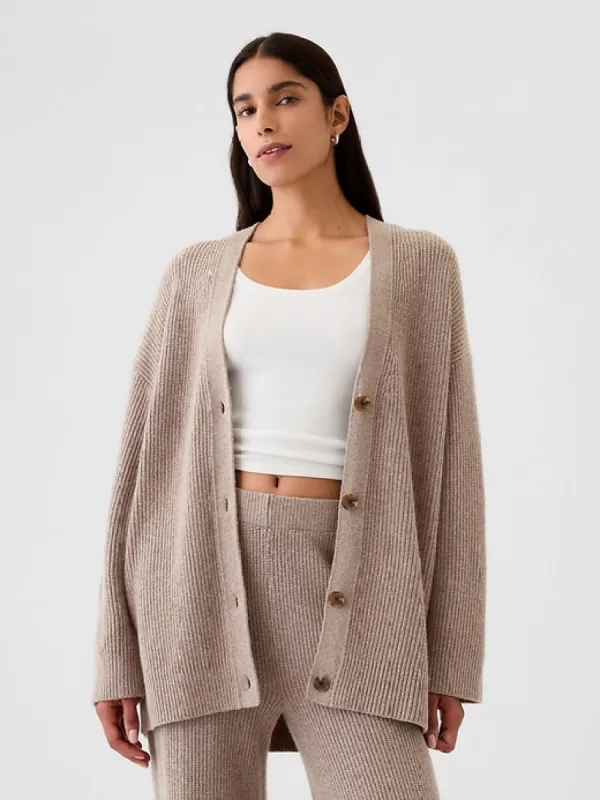 CashSoft Shaker-Stitch Boyfriend Cardigan sold by GAP