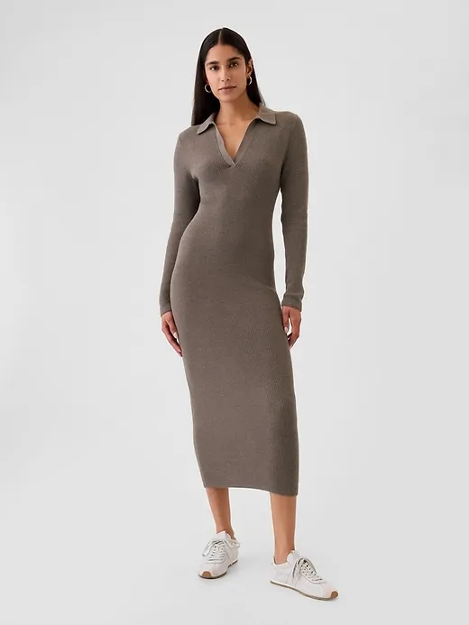 CashSoft Rib Midi Polo Sweater Dress sold by GAP