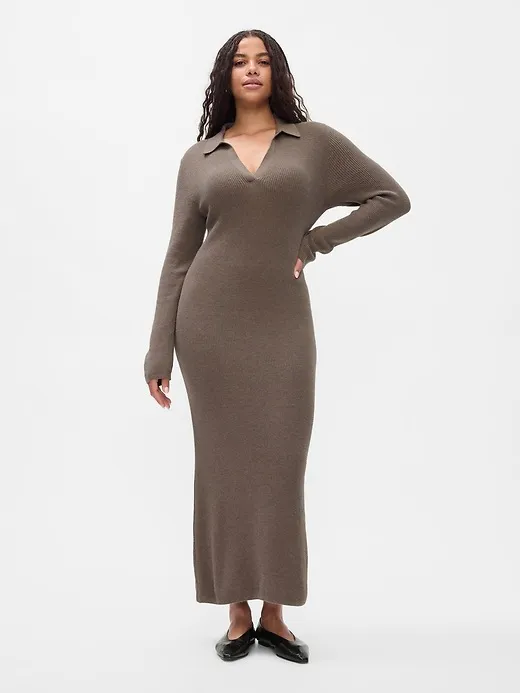 CashSoft Rib Midi Polo Sweater Dress sold by GAP product image thumbnail 5