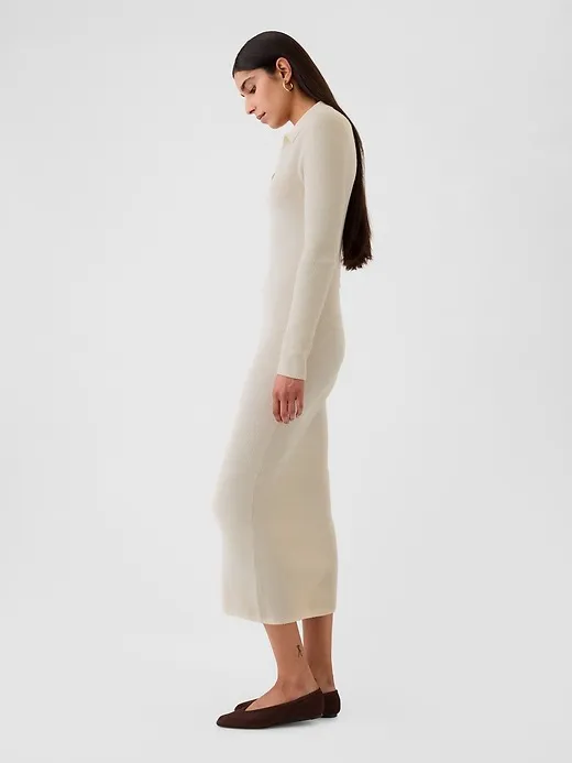 CashSoft Rib Midi Polo Sweater Dress sold by GAP product image thumbnail 3