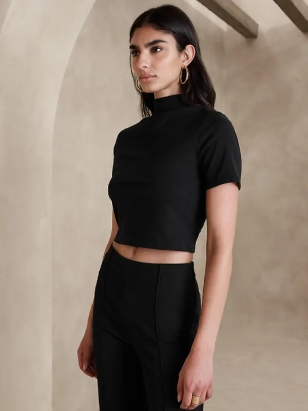 Refined Cotton Cropped Top sold by Banana Republic