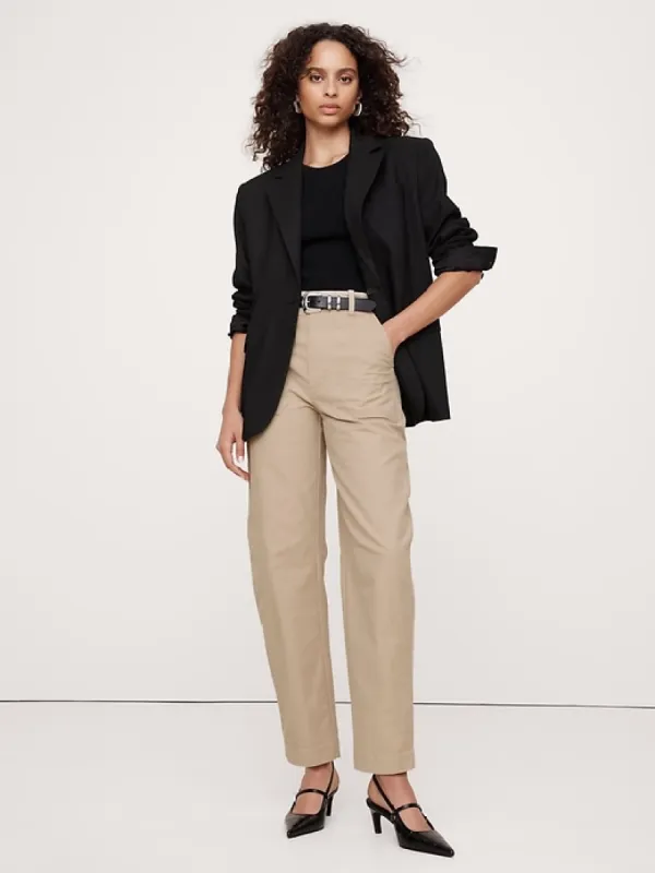 High-Rise Slim Barrel Utility Cropped Chino sold by Banana Republic