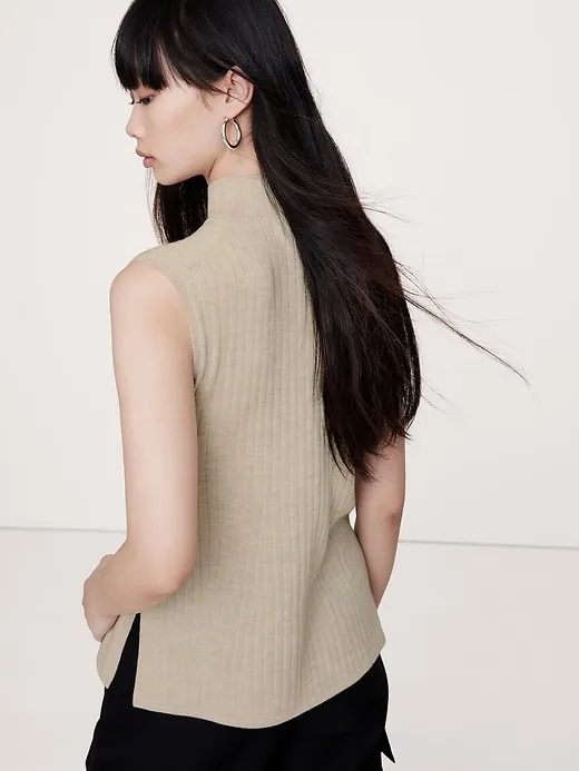 Ribbed Merino Mock-Neck Tank sold by Banana Republic product image thumbnail 2