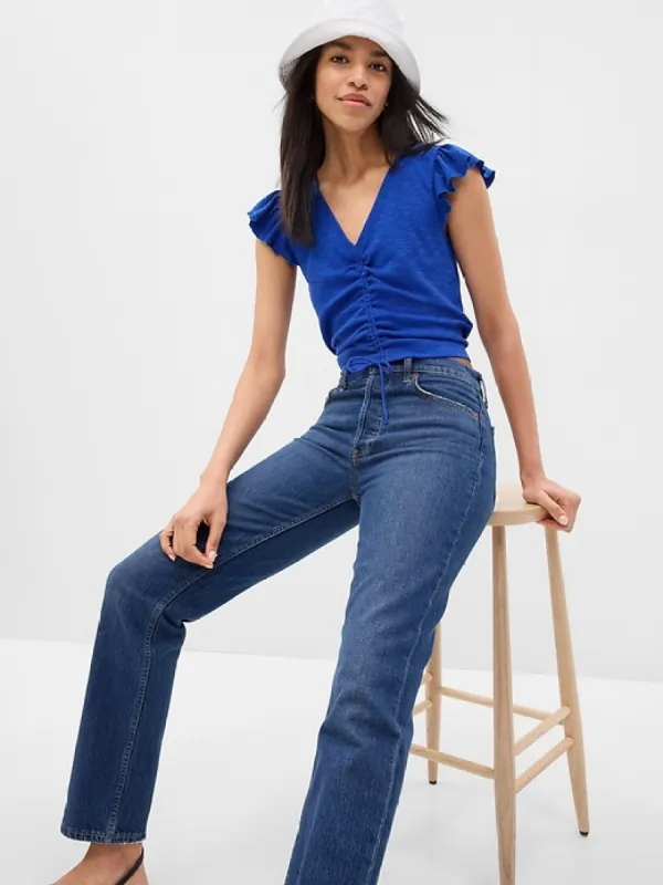 Essential Rib Ruched T-Shirt sold by GAP