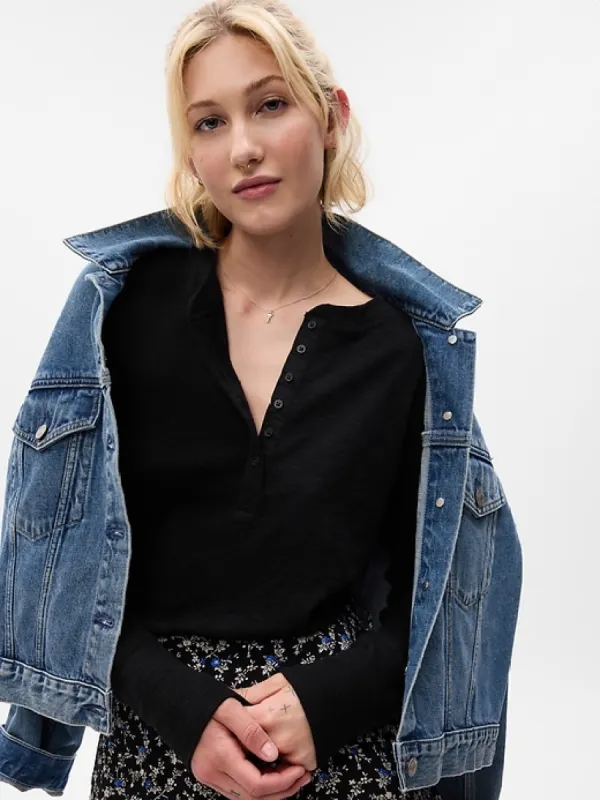 Essential Rib Henley T-Shirt sold by GAP