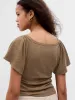 Essential Rib Flutter Sleeve Button-Front Top sold by GAP