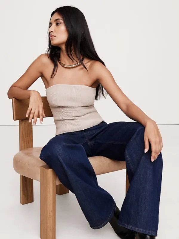 Sculpted Ribbed Strapless Top sold by Banana Republic