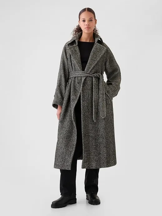 Double-Breasted Herringbone Belted Trench Coat sold by GAP product image thumbnail 3