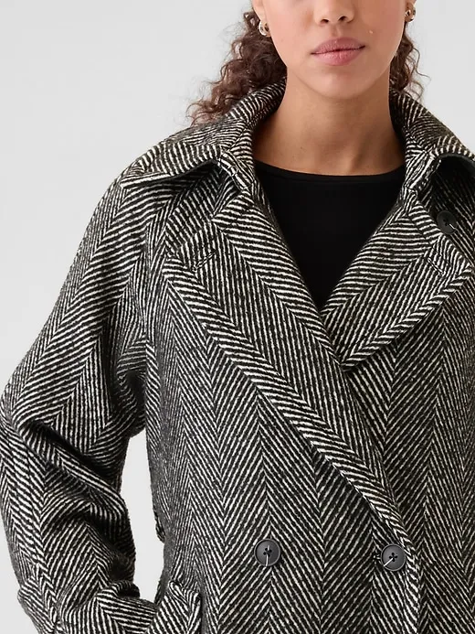 Double-Breasted Herringbone Belted Trench Coat sold by GAP product image thumbnail 4