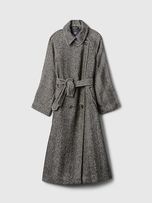 Double-Breasted Herringbone Belted Trench Coat sold by GAP product image thumbnail 5