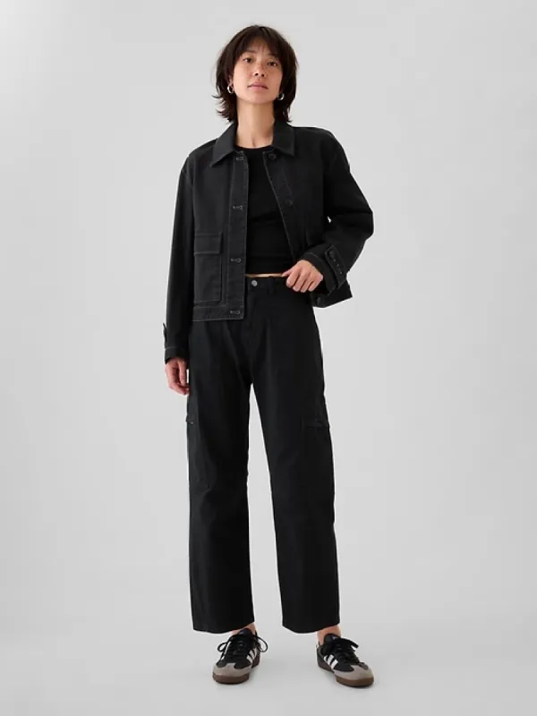 Mid Rise Twill Barrel Pants sold by GAP