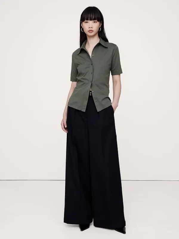 Silky Cotton Button-Down Shirt sold by Banana Republic