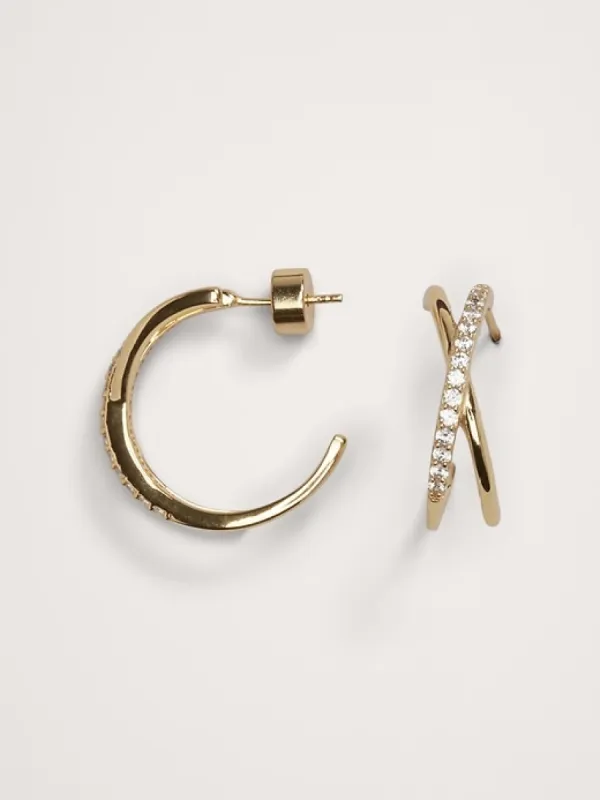 Pavé Crossover Earrings Aureus + Argent sold by Banana Republic