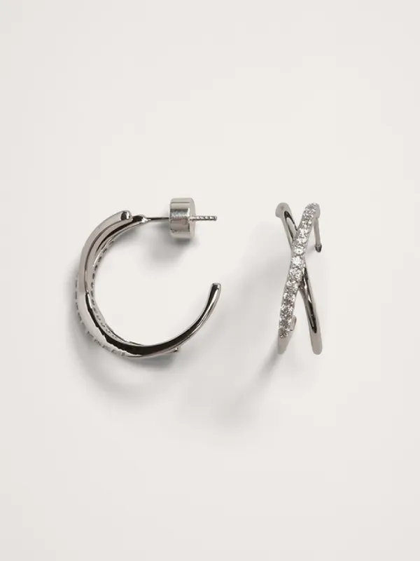 Pavé Crossover Earrings Aureus + Argent sold by Banana Republic