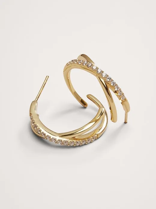 Pavé Crossover Earrings Aureus + Argent sold by Banana Republic product image thumbnail 3