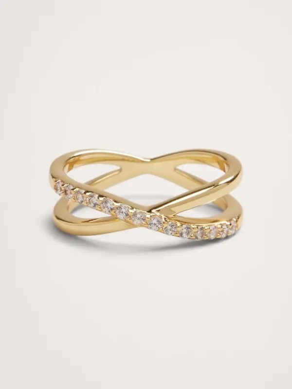 Pavé Crossover Ring Aureus + Argent sold by Banana Republic