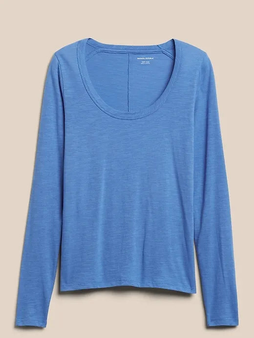 Slub Scoop-Neck T-Shirt sold by Banana Republic product image thumbnail 4