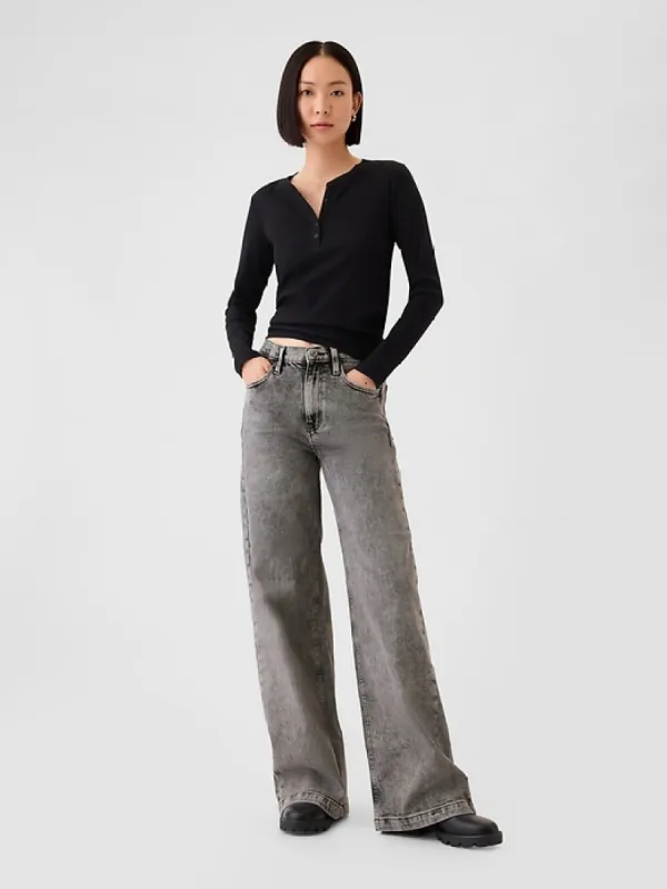 High Rise Stride Wide-Leg Jeans sold by GAP