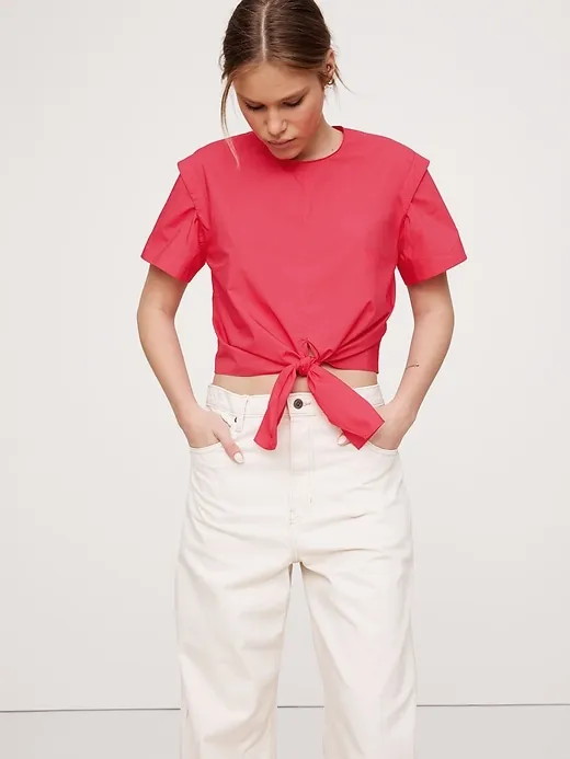 Poplin Tie-Front Top sold by Banana Republic