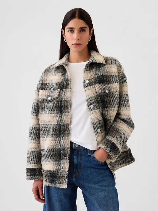 Wool Boyfriend Shirt Jacket sold by GAP