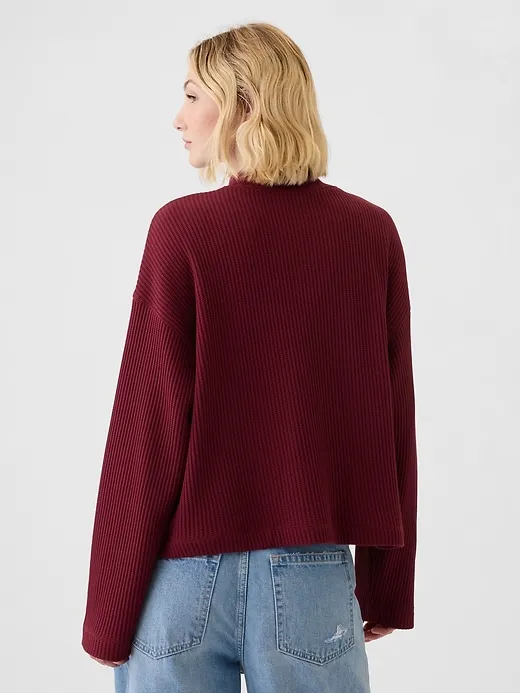 Oversized Mockneck Waffle T-Shirt sold by GAP product image thumbnail 5