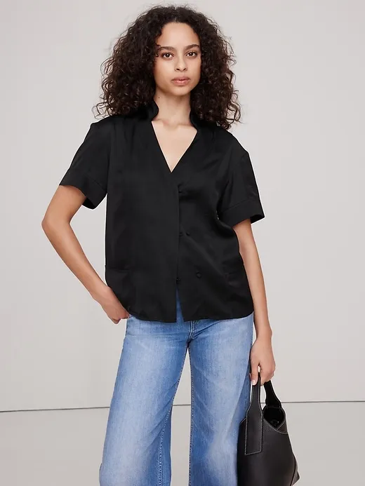 Satin Short-Sleeve Shirt sold by Banana Republic