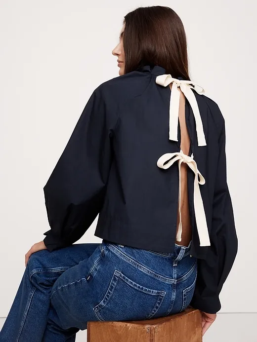 Poplin Tie-Back Top sold by Banana Republic product image thumbnail 2