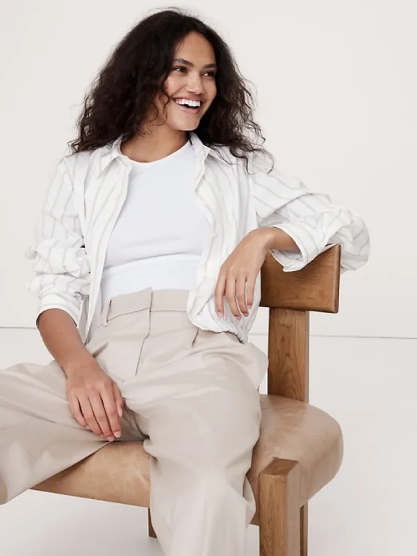 Poplin Cinched-Hem Cropped Shirt sold by Banana Republic