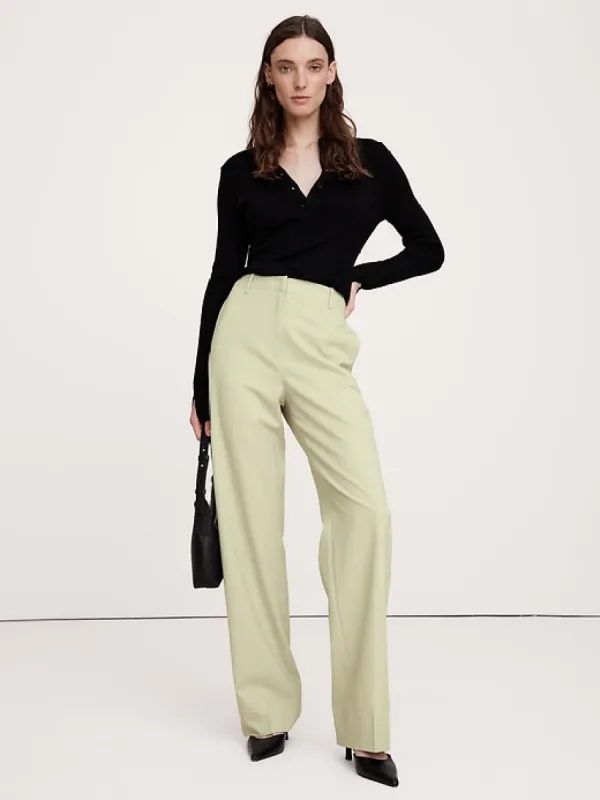 High-Rise Modern Straight Siena Italian Wool Pant sold by Banana Republic