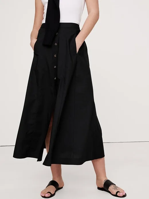 Poplin Button-Down Midi Skirt sold by Banana Republic product image thumbnail 3