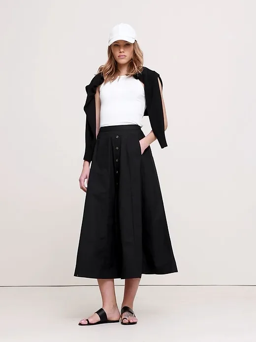 Poplin Button-Down Midi Skirt sold by Banana Republic product image thumbnail 5