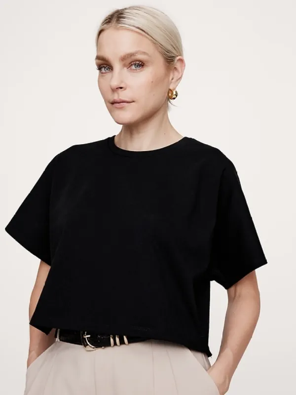 Cotton Boxy-Crop Dolman T-Shirt sold by Banana Republic