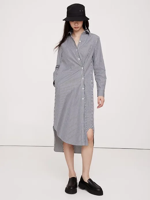 Poplin Asymmetrical Shirt Dress sold by Banana Republic