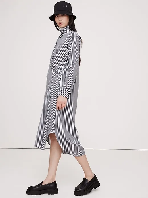 Poplin Asymmetrical Shirt Dress sold by Banana Republic product image thumbnail 3
