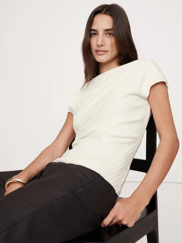 Wide Ribbed Draped Top sold by Banana Republic