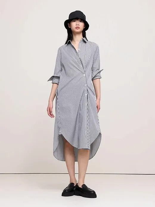 Poplin Asymmetrical Shirt Dress sold by Banana Republic product image thumbnail 5