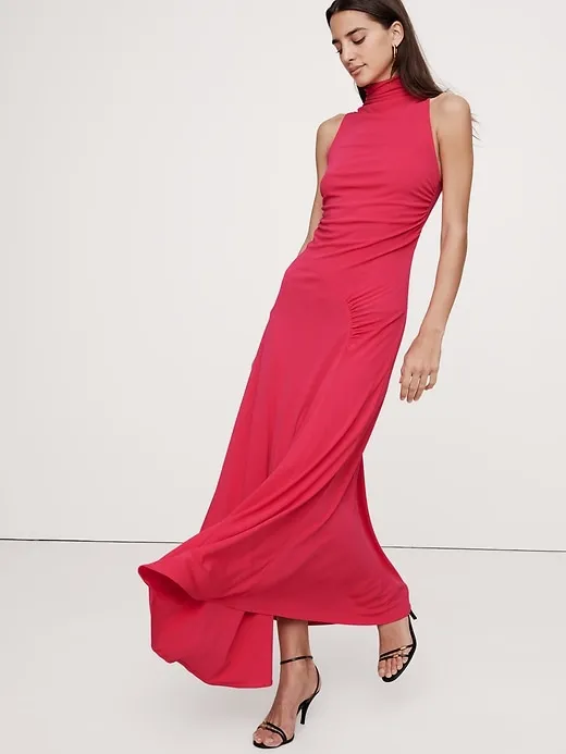 Jersey Knit Mock-Neck Maxi Dress sold by Banana Republic
