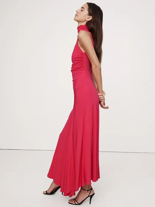 Jersey Knit Mock-Neck Maxi Dress sold by Banana Republic product image thumbnail 3