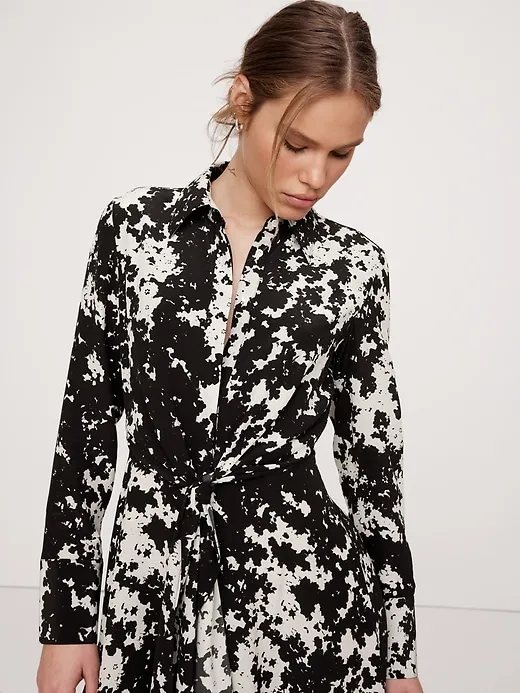 Silk Crepe Twist-Front Shirt Dress sold by Banana Republic product image thumbnail 3