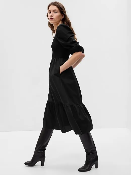 Puff Sleeve Smocked Midi Dress sold by GAP product image thumbnail 3