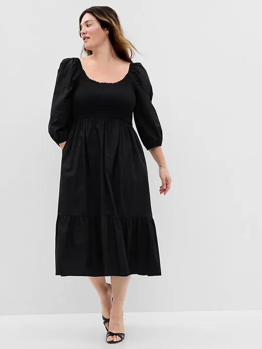 Puff Sleeve Smocked Midi Dress sold by GAP product image thumbnail 4