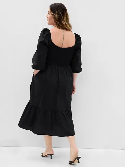 Puff Sleeve Smocked Midi Dress sold by GAP product image thumbnail 5