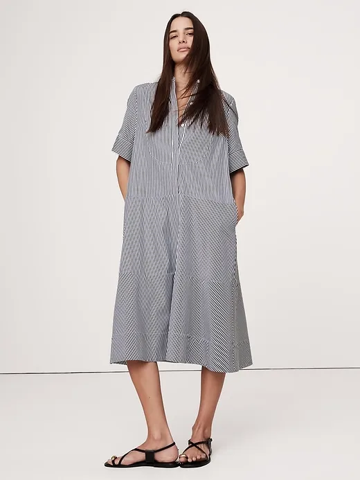Poplin Bib-Front Midi Dress sold by Banana Republic