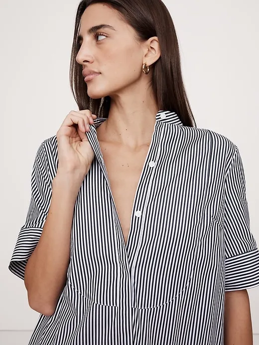 Poplin Bib-Front Midi Dress sold by Banana Republic product image thumbnail 3