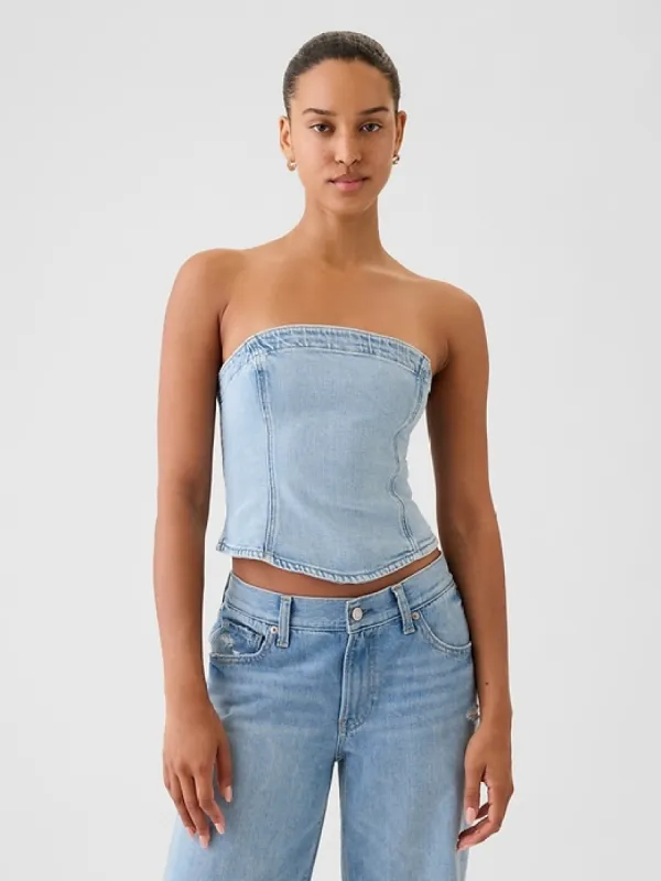 Strapless Denim Cropped Top sold by GAP