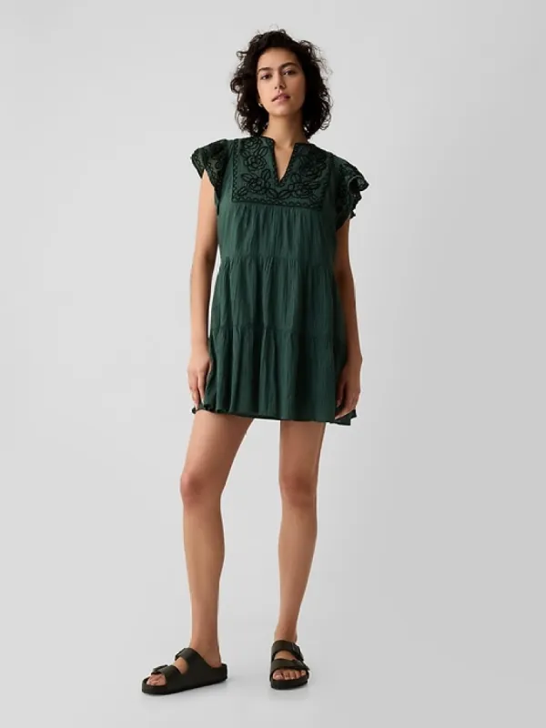 Crinkle Gauze Embroidered Mini Dress sold by GAP