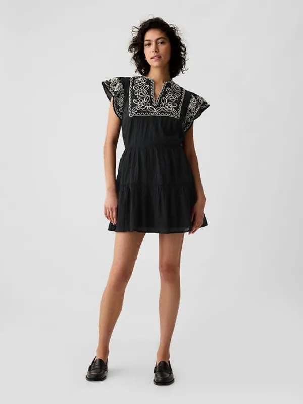 Crinkle Gauze Embroidered Mini Dress sold by GAP